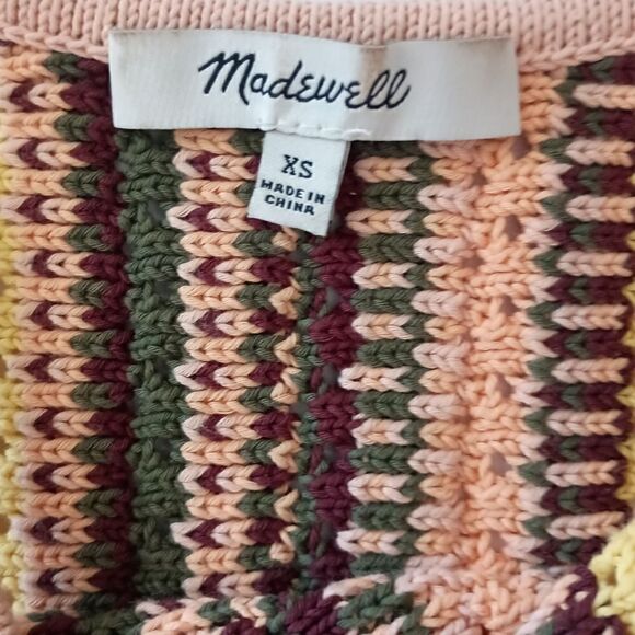 Madewell Crochet Janson Sweater Tank XS Swank Top Rainbow Striped Cotton Neutral - Picture 7 of 16